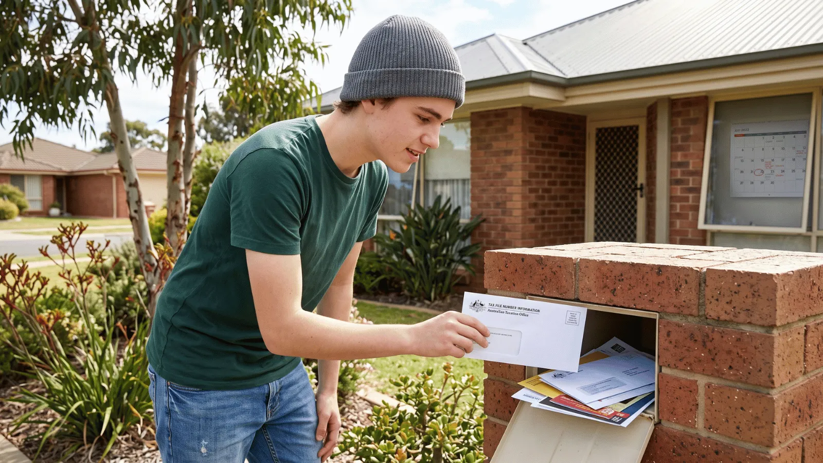 Waiting for TFN Delivery Young worker checking the mailbox for TFN letter at home