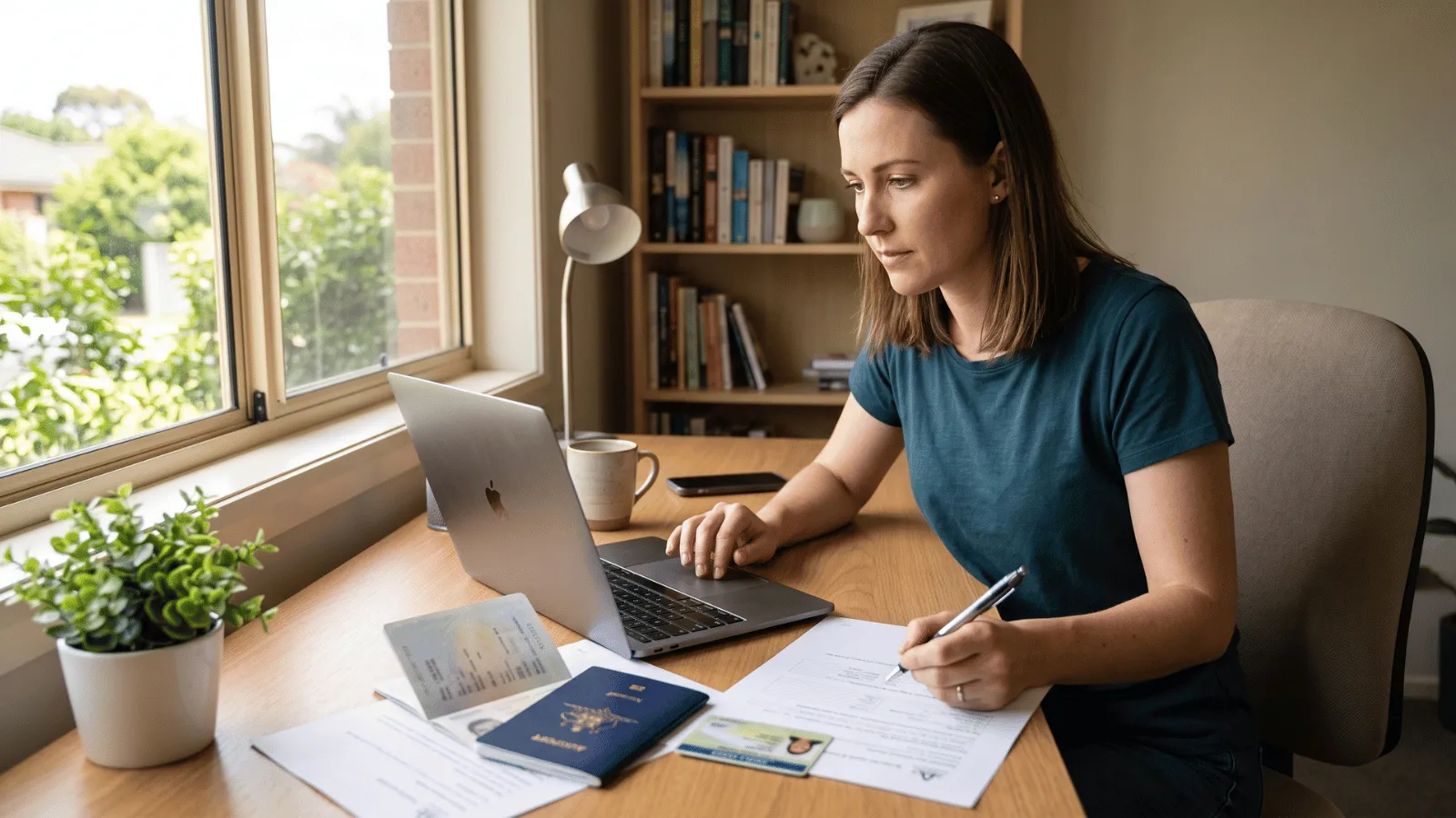 TFN Application Preparation Person preparing documents for TFN application in an Australian study
